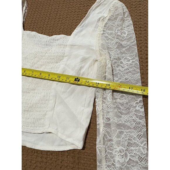 Small - Womens Long Sleeve Lace Bustier Top - Wild Fable - Off White/Cream - Picture 6 of 6